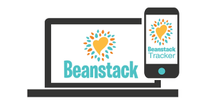 A laptop and a cell phone, both displaying the Beanstack logo