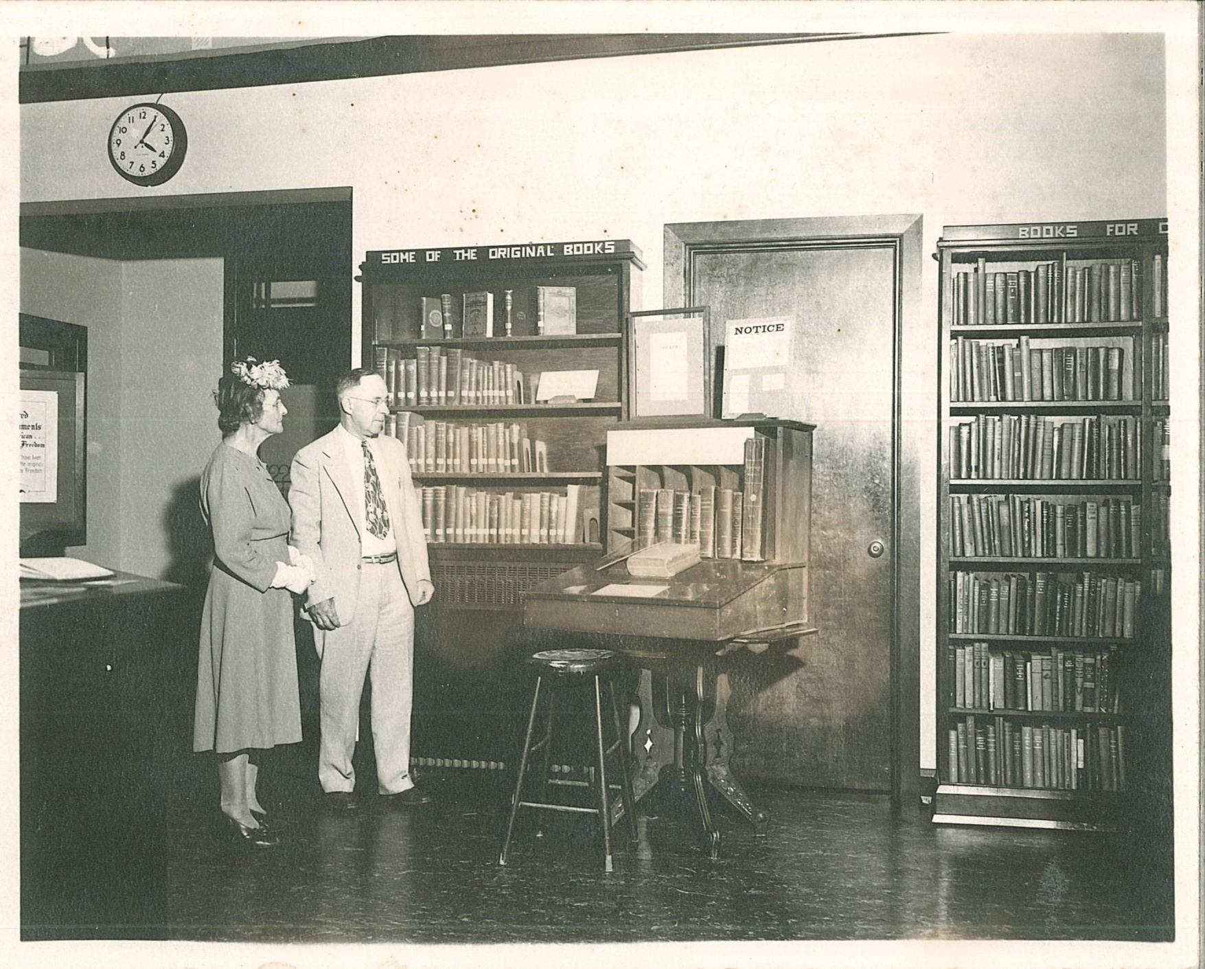 First Charging station at the library and Mr. and Mrs. Riel